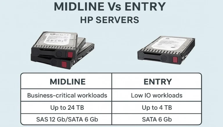 تفاوت دیسک‌های Midline و Entry در سرورهای HP