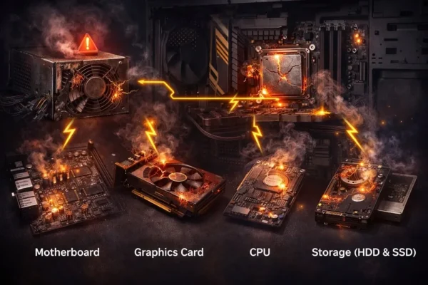 تأثیر منبع تغذیه ضعیف بر قطعات مختلف